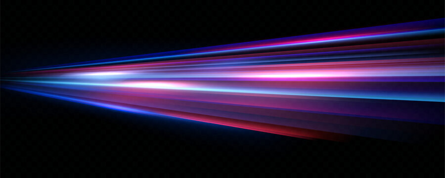 Horizontal neon lines.Blue speed lines.Motion light effect.Vector. red.Vector illustration of a blue color. Light effect. Abstract laser beams of light. Chaotic neon rays of light .