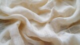 Fototapeta  - Generative AI : Fabric backdrop White linen canvas crumpled natural cotton fabric