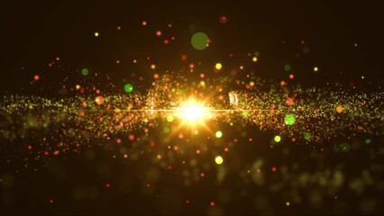Wall Mural - space golden background with particles. space gold dust with stars on black background. sunlight of 
