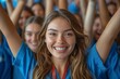 © Mandeep - Smiling Nurse in Blue Shirt Celebrating Women's History Month Generative AI