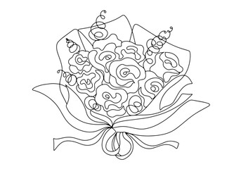 Wall Mural - Bouquet of roses. One line