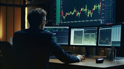 Aufkleber - Generative AI : Finance trade manager analyzing stock market indicators