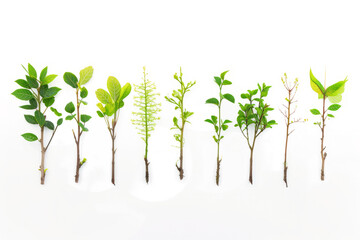 variety of tree seedlings with different leaf shapes, conveying the diversity and beauty of nature's