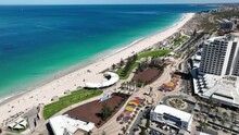 Scarborough Beach Amphitheatre Epic 4k Aerial Footage White Sand Turquoise Sea