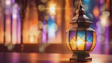 Islamic Design Comes To Life In A Seamless Loop Of Vibrant Lantern Lights, Creating A Magical Atmosphere For Ramadan And Eid Al-Fitr