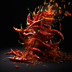 Wall Mural - twisting cyclones of spicy chilies