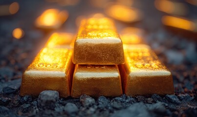 Wall Mural - abstract gold bars as a textural background.