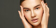 © Beauty Agent Studio - Face skin care. Beautiful young woman with perfect skin posing. Beauty treatment and spa concept.