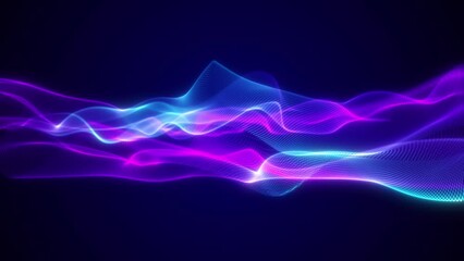 Colorful Abstract Wave: Futuristic Digital Background with Dynamic Flow and Glowing Particles