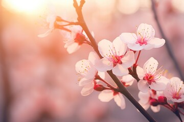 Wall Mural - Cherry Blossom Bliss: Capture the elegance of cherry blossoms.