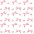 cute coquette pattern seamless pink ribbon bow isolated on white background