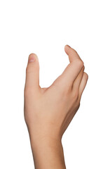 Wall Mural - Hand holding something, isolated on a transparent background. PNG	