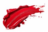 Fototapeta  - Vivid red lipstick smear swatch isolated on white background, high gloss