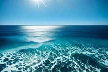 Deep Blue Ocean With Gentle Waves Under A Cloudless Sky