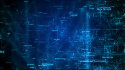 Wall Mural - Abstract Circuit Lines with Blockchain Technology Concept: Futuristic Data Transfer and Network Connection