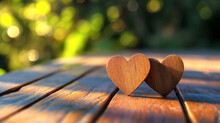 Wooden Hearts In Nature Love And Romance For Valentine's Day
