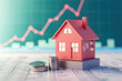 Rising interest rates for home buyers with a growth graph 3d illustration