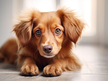 Сlose-up Portrait Of A Brown Dog Lying
Generative AI