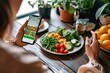 Person using smartphone app to track calories and macronutrients, managing diet and maintaining healthy lifestyle, Generative AI