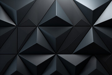  .Black 3D Wall with Triangular Tiles, Abstract Geometric Background
