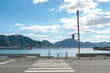 Shimonoseki Kanmon Straits seaside crosswalk in Yamaguchi, Japan