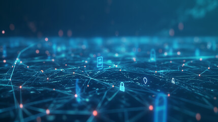 Digital Cloud Data Network Concept Blue Light Abstract Art
