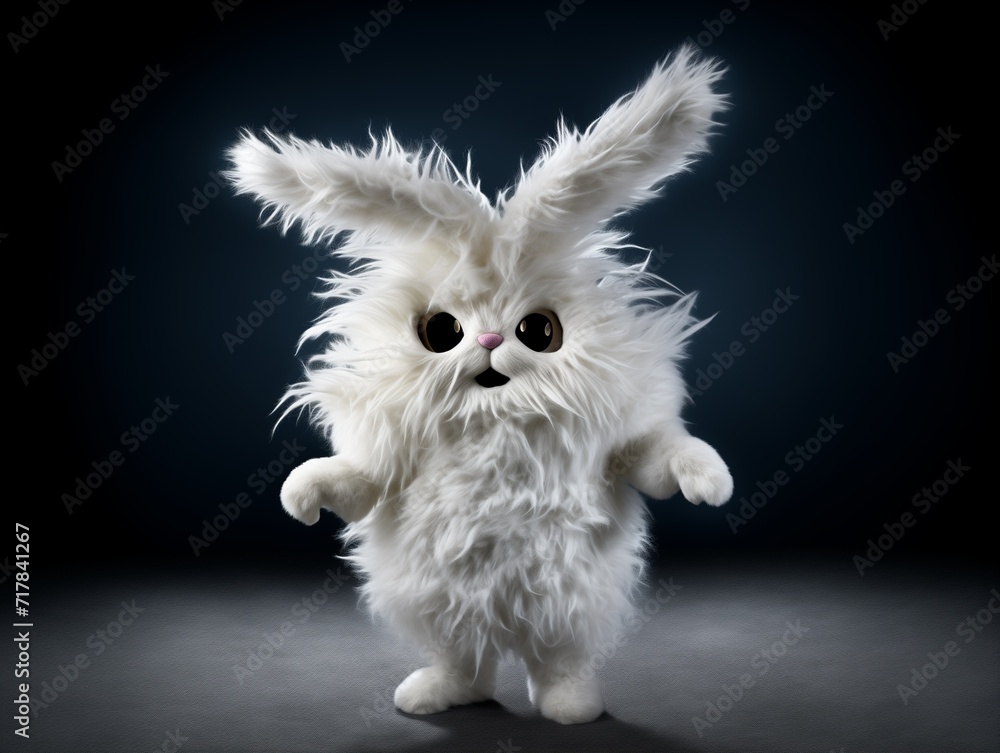 Digital illustration of a funny cute diabolical bunny monster, lovely ...