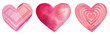 Valentine Day, hearts, watercolor illustrations, red, pink, celebration invitation, decoration