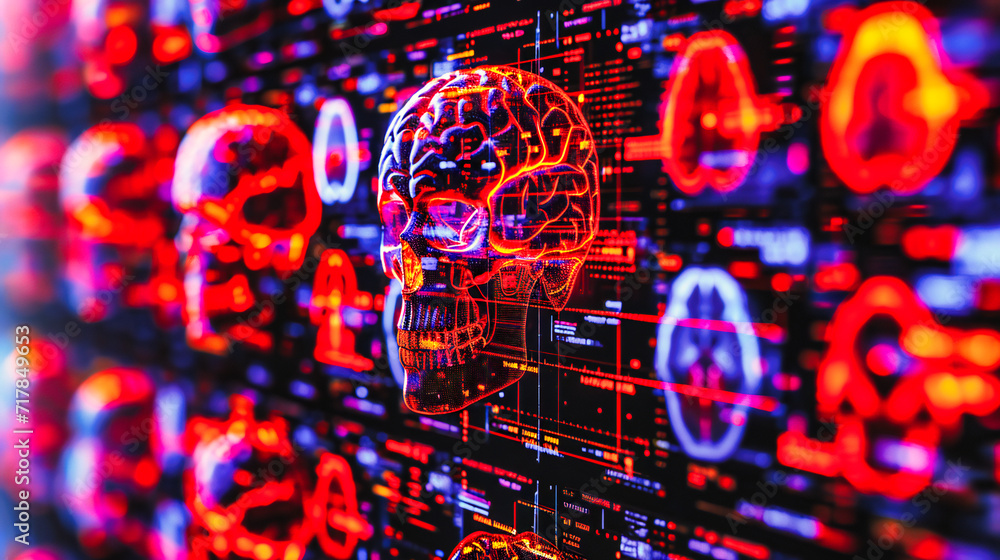 Digital Brain Concept: Futuristic Illustration of Human Mind and ...