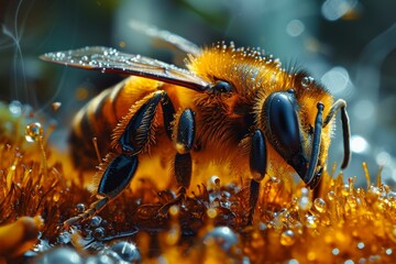 Wall Mural - Macro photography of bee