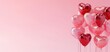 Valentine's Day Two metallic red heart-shaped balloons float against a vibrant pink backdrop, offering a minimalist yet evocative symbol of love and Valentine's Day celebration. Ai generated