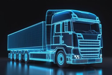 3d lowpolygon truck rendering illustration on mobile  transportation online  futuristic element for premium product.AI generated