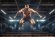 © FutureStock - Young dedicated active muscular fit man jumping in a hall.