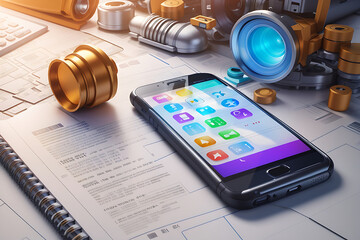 Wall Mural - smartphone features. technical description of the model, software, and factory settings. 3d smartpho