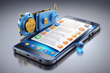 Wall Mural - smartphone features. technical description of the model, software, and factory settings. 3d smartpho