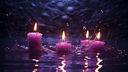 Pink lit candles under water hyper-realistic
