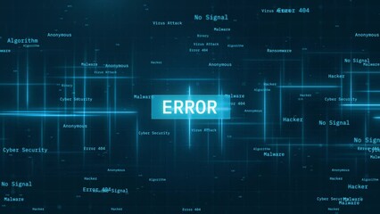 Computer error concept over binary code. system error notification over binary background with glitch effect