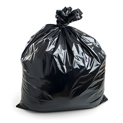 Wall Mural - Black garbage bag isolated on white