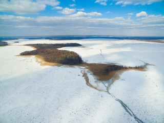 Poster - Upalty island on the frozen Mamry lake, Mazury, Poland