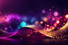 Digital Glittering Waves Purple Pink  Particle Abstract Bokeh Background