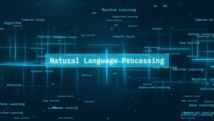Wall Mural - natural language processing concept over dynamic moving lines in ai technology animation