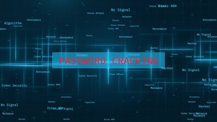 Wall Mural - password cracking: password cracking notification with dynamic moving lines
