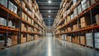 © JooLaR - Warehouse with boxes, packed goods. Warehouse concept for international parcel delivery.