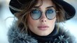© zorandim75 - Portrait of a beautiful young woman in a hat and sunglasses. Generative Ai.