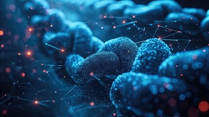 Block Chain and Cloud data. Abstract futuristic technology background. Generative AI.