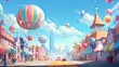 Bustling carnival filled with vibrant rides and cotton candy stalls. Festive atmosphere, colorful amusements, sugary treats, joyful revelry, lively entertainment. Generated by AI.