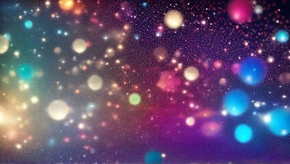 Sticker - Abstract background with glowing particles. Space and stars. and bokeh effect on dark background