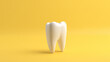 3d white teeth root on a yellow background 3d render of zirconia crown illustration with copy space.