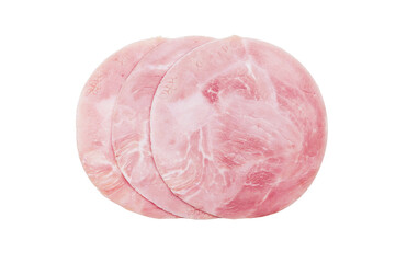 Wall Mural - Piece of round ham isolated on white background, pork ham sliceed, with png.