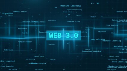 Wall Mural - web 3.0 text on futuristic cyberspace background